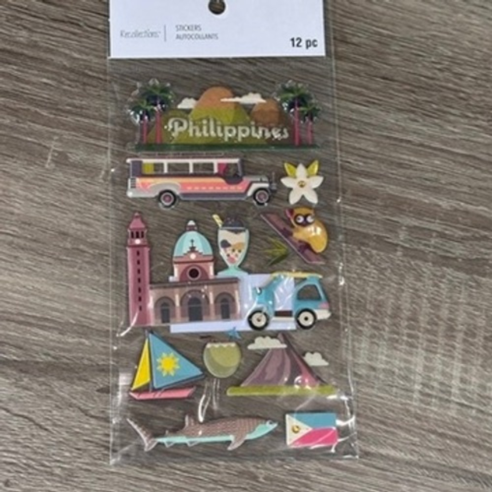Stickers Recollections Philippines Travel 12pc Jeepney Flag Tarsier Scrapbook
